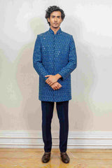 Indo Western For Men In Blue Colour sasyafashion