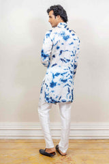 Kurta Set For Men In Tie dye white and blue  Colour sasyafashion