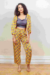 Designer Yellow colour Blazer set sasyafashion