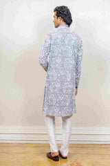 Kurta Set For Men In Grey Colour sasyafashion