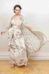Designer White colour Co-ord with Jacket sasyafashion