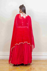Designer Red colour Co-ord with Jacket sasyafashion