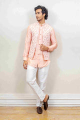 Kurta Jacket For Men In Salmon Colour sasyafashion