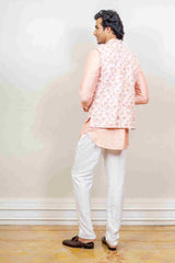 Kurta Jacket For Men In Salmon Colour sasyafashion