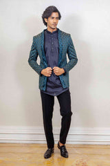 Indo Western For Men In Green Colour sasyafashion