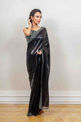 Designer Black Saree sasyafashion