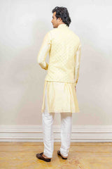 Kurta Jacket For Men In Yellow Colour sasyafashion
