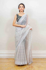 Designer White Saree sasyafashion