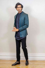 Indo Western For Men In Green Colour sasyafashion