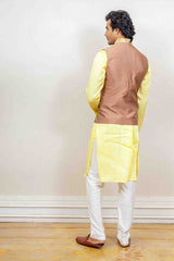 Kurta Jacket For Men In Multicolour and Yellow Colour sasyafashion
