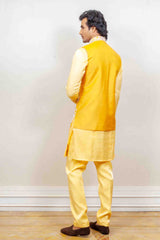 Kurta Jacket For Men In Yellow Colour sasyafashion