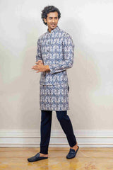 Kurta Jacket For Men In Blue Colour sasyafashion