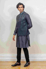 Kurta Jacket For Men In Yellow & Green Colour sasyafashion