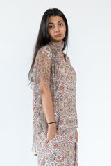Silk Net Top Pant in white colour sasyafashion