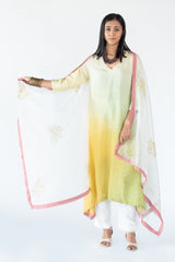 Ombre Kurta in Green-Yellow Ombre sasyafashion