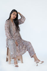 Silk Kurta Pant in printed white Colour sasyafashion