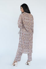 Silk Kurta Pant in printed white Colour sasyafashion