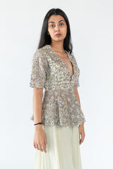 Peplum Garara Set- Organza in Olive colour sasyafashion