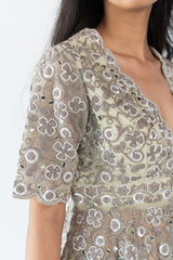 Peplum Garara Set- Organza in Olive colour sasyafashion