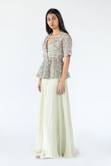 Peplum Garara Set- Organza in Olive colour sasyafashion
