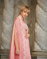 Designer pink color Hand Embroidered drape skirt Jacket set