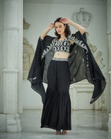 Designer black color Hand Embroidered Plazzo Jacket Set