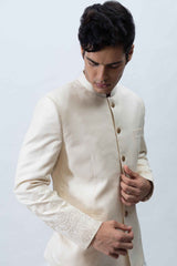 Ivory Embroidered Bandhgala Set sasyafashion