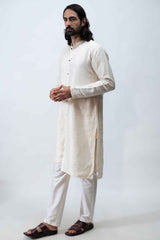 Ivory Mirror Front Open High-Low Kurta Set. sasyafashion
