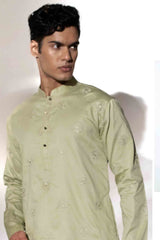 Pastel Green Motif Kurta Set. sasyafashion