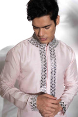 Light pink applique kurta set sasyafashion