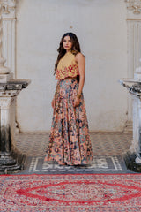 Skirt with crop top in rust colour sasyafashion