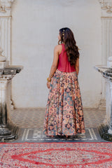 Skirt with crop top in rust colour sasyafashion