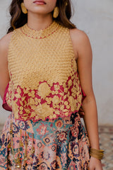 Skirt with crop top in rust colour sasyafashion