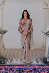 Stripe Sari in Rust, Stripe printed sasyafashion