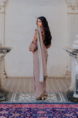 Stripe Sari in Rust, Stripe printed sasyafashion
