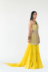 Tiered Sharara in Yellow Colour sasyafashion