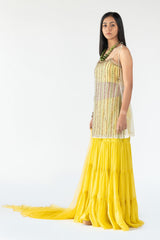 Tiered Sharara in Yellow Colour sasyafashion