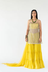 Tiered Sharara in Yellow Colour sasyafashion