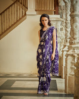 Designer purple colour Hand Embroidered saree sasyafashion
