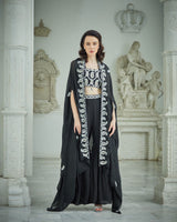 Designer black color Hand Embroidered Plazzo Jacket Set